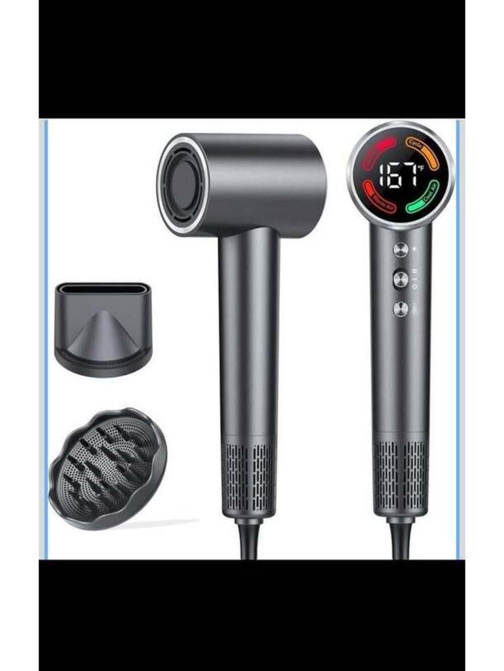High-Speed Ionic Hair Dryer with Diffuser & LED Display - New in Box